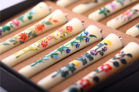 手描き四季の花ろうそく12本入【カーボン・オフセット対象】