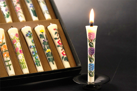 手描き四季の花ろうそく12本入【カーボン・オフセット対象】