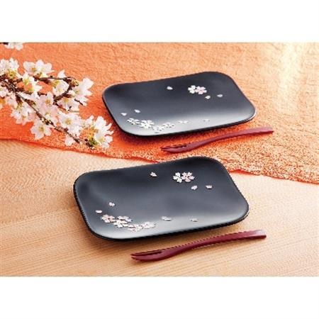 高岡漆器　銘々皿　桜(青貝塗)_装飾品・工芸品     雑貨・日用品 皿・椀 食器 _【1237403】