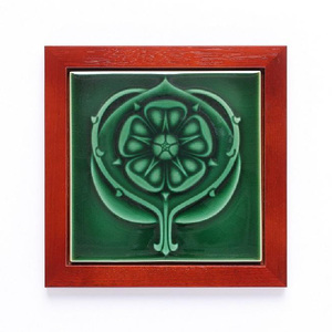 オリジナルヴィクトリアンタイル 緑  額装（ペルアカ） ヴィクトリアンタイル 常滑焼 タイル INAX 陶器 焼き物 インテリア 飾り おしゃれ 額入り 緑 グリーン プレゼント ギフト ヨーロッパ 絵タイル レトロ 日本六古窯 雑貨 愛知県 常滑市