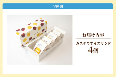 ココテラスのカステラアイスサンド（4個） 洋菓子 和菓子 焼き菓子 北海道産 バニラ アイス アイスクリーム アイスサンド カステラ 子どものおやつ おやつ 卵 ティータイム ギフト 手土産 こだわりスイーツ デザート ココテラス 母の日 父の日 お取り寄せ グルメ ティータイム