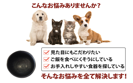 大切なペットにも常滑焼　ペットボウル 竹内文子 Lサイズ