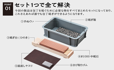 10Good キング砥石 包丁砥ぎセット 中砥石 1000番 入り 砥石 トイシ 研ぎ用ボックス 研ぎ台 さび取りゴム ヤスリ 手ぬぐい 研ぎ石 中砥石 10Good 愛知県 常滑市