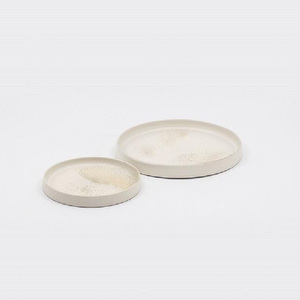 佳窯 切立丸盤セット（白）Φ21cm、Φ15.0cm 常滑焼 陶器 食器 皿 丸皿 リバーシブル 電子レンジ可 食洗機使用可 2枚セット シンプル マット 贈り物 プレゼント 日本製 白 キッチン キッチン用品 チャラ おしゃれ INAX 日本六古窯 愛知県 常滑市