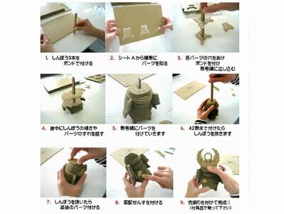 クラフト武将　三英傑セット ダンボール 段ボール 工作 徳川家康 豊臣秀吉 織田信長 戦国武将 夏休み はさみ カッター のり 不要 安全 子供 遊び プレゼント 小学生 大人 親子で 立体的 キット 工作キット 簡単 組み立て インテリア 日本製 愛知県 常滑市