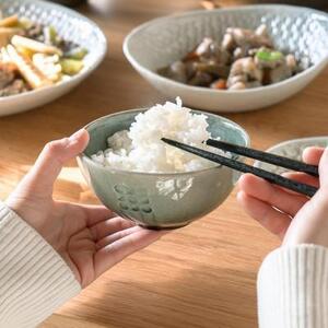 【信楽焼・明山】お茶碗、平皿小セット（青緑）ht-1928