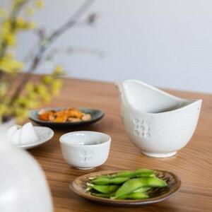 【信楽焼・明山】お猪口と片口酒器セット（月白）ht-3942