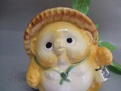 【信楽焼】黄色幸福ダンス踊り狸 置物 狸 タヌキ(nta-006)