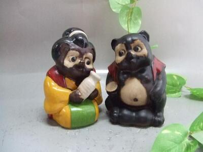 【信楽焼】 招福カップルたぬき　置物　 狸　 タヌキ（nta-004）