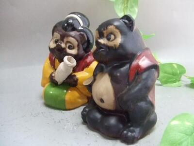 【信楽焼】 招福カップルたぬき　置物　 狸　 タヌキ（nta-004）