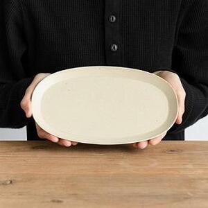 信楽焼・明山の オーバル皿 生成り s18-di17