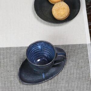 信楽焼 青ビードロコーヒーカップ＆ソーサー 陶器 おしゃれ