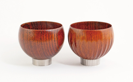 手作り 漆器 × 金属 sukuf clear brown ペア 湯呑 ぐいのみ 小鉢 天然木 本漆  伝統工芸 ぐい呑み ぐい飲み 酒器