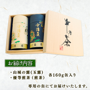 宇治茶 2種詰合せ 各 160g 2缶 「山城の露 玉露」 「優等煎茶 煎茶