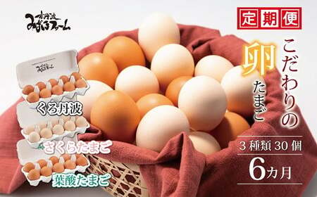 【卵 定期便6か月】京丹波3種のこだわりたまご 30個入 (卵定期便6ヶ月 卵定期便 京卵定期便 たまご定期便)