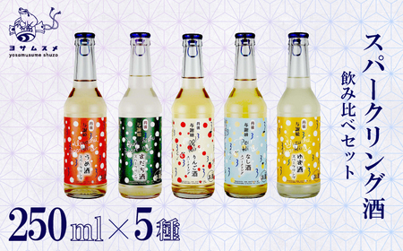リキュール スパークリング酒 250ml×5種 (うめ・すだち・りんご・なし・ゆず) リキュール 梅酒 リキュール 京都のリキュールセット ゆず酒 リキュール