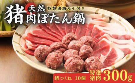 【特選 ぼたん鍋セット】天然猪肉300g+猪つくね10個 特製味噌付 2～3人前 ぼたん鍋 京都 ジビエ