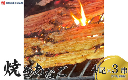 焼き方・タレにこだわった焼きあなご4尾×3串（550g前後）【播州 焼き穴子 焼きアナゴ 海鮮 お取り寄せ ギフト 人気】