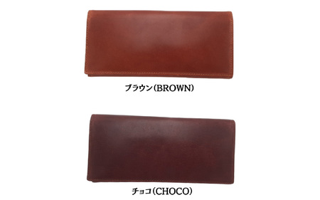 自社オリジナル　本革ヌメロングウォレット長財布　チョコ