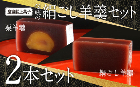 皇室献上菓子　伝統の絹ごし羊羹２本（絹ごし羊羹・栗羊羹）セット
