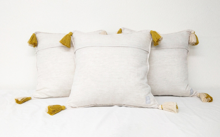 播州織 オリジナルガーゼ 花鳥柄クッションカバー ピンク