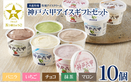 【安定剤・着色料不使用】 共進牧場 牧場アイスクリーム 10個 神戸六甲 アイスギフトセット ／ 人気 こだわり プレミアム 贅沢 濃厚 コク 酪農家 生乳 バニラ いちご チョコ 抹茶 マロン 牧場 夏 おやつ 菓子 お取り寄せ お菓子 洋菓子 ギフト お中元 贈答 贈り物 プレゼント お返し 夏ギフト 誕生日 兵庫県