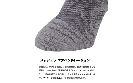 ゼロフィット スポーツソックス ショート ブラック Mサイズ／スポーツ ゴルフ 高機能 ポリウレタン 吸汗 速乾 通気性 抗菌 防臭 むくみケア フィット感 登山 ランニング