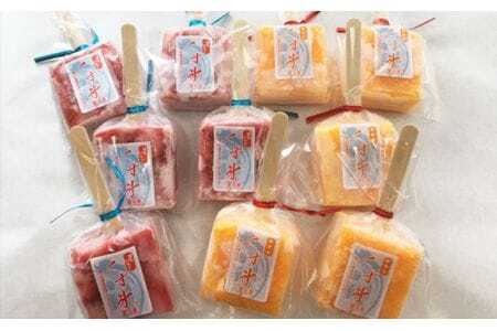 フルーツを葛で凍らせたアイス　練乳いちご・みかんくず氷　10本入り ／ くず氷 氷菓子 冷菓 涼菓 アイス スイーツ お菓子 ヘルシー フルーツ 氷 和菓子 冷たい 果物 練乳いちご みかん 送料無料 愛知県 No.027