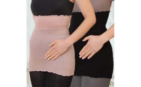 M204　シルク腹巻きブラックスモキーピンク