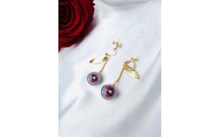 M404　毬玉イヤリング「紀州紫」