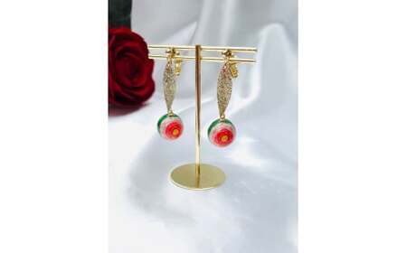 M406　毬玉イヤリング「紀州梅」