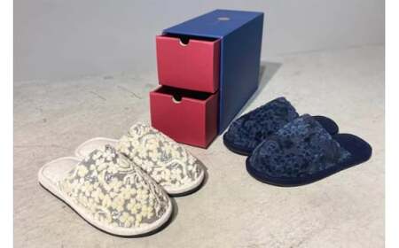 M421　うだつ型スリッパ　ベージュ・ネイビー各１足