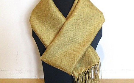 F24-106 山下健　手織シルクストール　山吹色【数量限定】