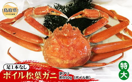 E24-073 【魚倉】足1本なしボイル松葉ガニ訳あり 特大 約950g（ボイル前）【期間限定】