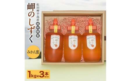 「岬のしずく」佐田岬半島産純粋蜂蜜 みかん蜜 1kg 3本 セット 合計3kg 愛媛県産 はちみつ ハチミツ 蜜 国産 常温 愛媛県 お取り寄せ【えひめの町（超）推し！（伊方町）】（319）