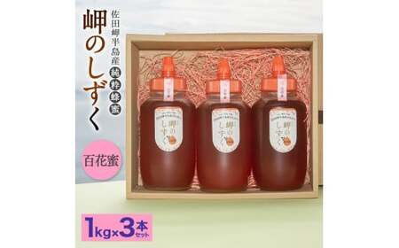 「岬のしずく」佐田岬半島産 純粋蜂蜜 百花蜜 1kg 3本 セット 合計約3kg はちみつ ハチミツ 蜜 国産 常温 セット 愛媛県 【えひめの町（超）推し！（伊方町）】（320）