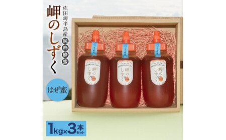 「岬のしずく」佐田岬半島産 純粋蜂蜜 はぜ蜜 1kg 3本 セット 合計約3kg はちみつ ハチミツ 蜜 国産 常温 セット 愛媛県 【えひめの町（超）推し！（伊方町）】（322）