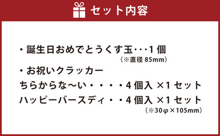 ハッピーバースデーセット（くす玉 × 1個 ・ クラッカー 4個入り1セット × 2種） 誕生日祝い 誕生日 バースデー パーティー お祝い くす玉 クラッカー 【えひめの町（超）推し！（鬼北町）】（679）