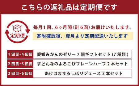 みかん三昧定期便(6ヵ月定期便)みかん ゼリー ギフトセット まどんな ケーキ 2本 ジュース みかんジュース 2本 常温 愛媛県(635)