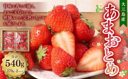 大三島産 「 あまおとめ 」 約270g×2パック 果物 くだもの フルーツ 果実 苺 いちご イチゴ ストロベリー 完熟 冷蔵 愛媛県 【2026年1月上旬-5月下旬発送予定】（507） 
