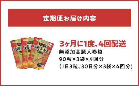＜3ヶ月に1度、4回送付定期便＞山本漢方の無添加高麗人参粒[027Y19-T]