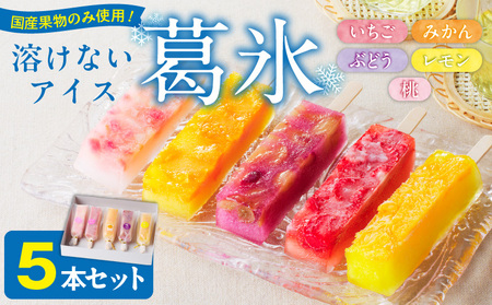とけないアイス　葛氷5本セット[009B09]葛餅アイス 葛アイスバー 葛フルーツアイス 溶けないアイス 葛スイーツ