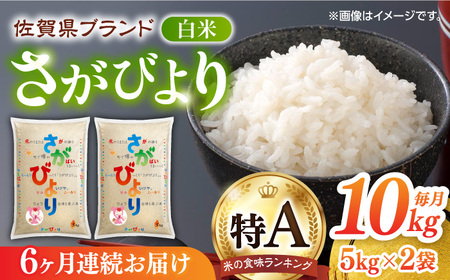 【毎月お届け！】【全6回定期便】さがびより 白米 計60kg（5kg×2袋×6回）/ 佐賀米 精米 コメ おこめ ごはん / 佐賀県 / 株式会社JA食糧さが [41ADAR007]