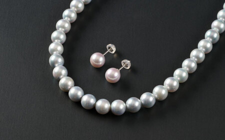 【選べる】【鑑別書付】【艶々マーメイドブルー】8.0-8.5mm アコヤ真珠ネックレスとピアスorイヤリング 2点セット / 真珠 / 佐賀県 [41AAAA012]