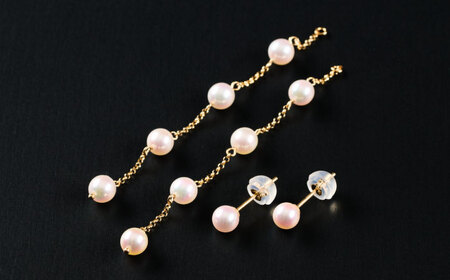 2wayエレガントに揺れる！4.5mm アコヤ真珠ステーションロングピアス（ケース付き） / 真珠 アクセサリー / 佐賀県 [41AAAA023]