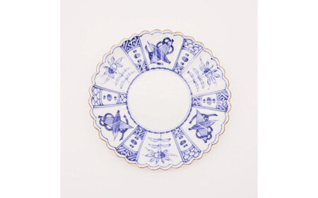 【有田焼】染付芙蓉手菊型6寸皿（2点セット） / 有田焼 焼き物 / 佐賀県 [41APAD030]