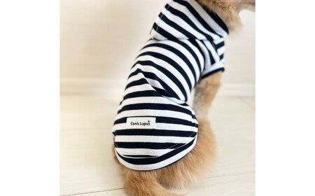 ボーダーパーカー ホワイト×ブラック（ワンちゃん用）（SS/S/MM/Mサイズ） / 佐賀県 犬 ドッグ / Canis Lupus [41AAAN013]