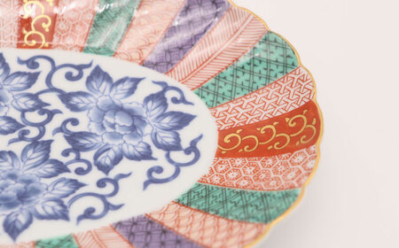 【有田焼】染錦祥瑞菊割楕円皿 / 皿 陶器 焼き物 陶器 / 佐賀県 [41APAD036]