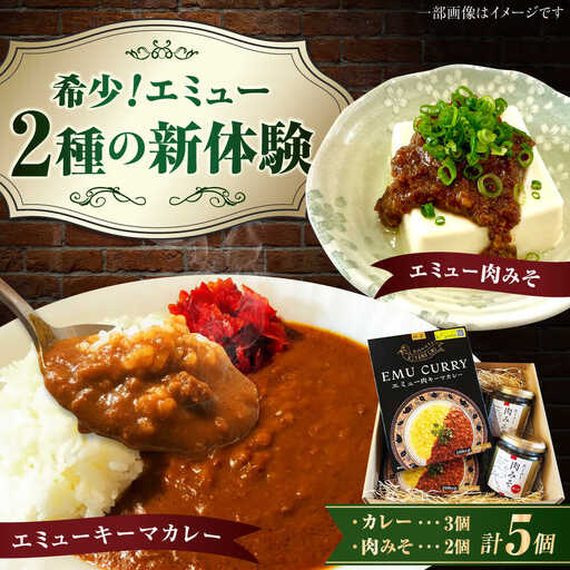 エミューキーマカレー計600g（200g×3個）＆肉みそ計260g（130g×2個） / 惣菜 カレー 味噌 希少 / 佐賀県 / 株式会社きやまファーム[41ALAA003]
