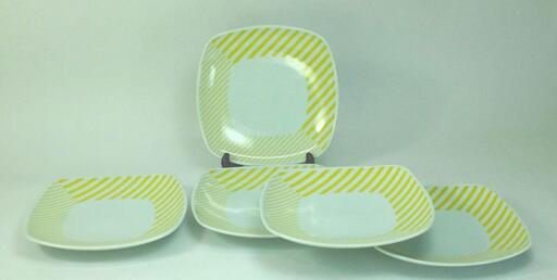 【波佐見焼】１５×１５ｃｍ取皿５枚組 コパン イエロー 【西海陶器】 ５  ３３１６２
